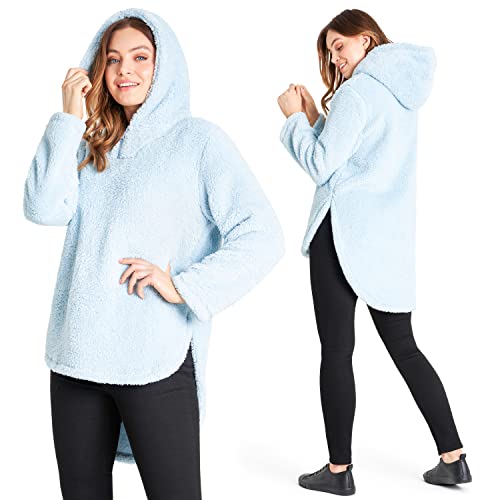 CityComfort Kapuzenpullover Damen Teddy Fleece Hoodie Flauschig Warm mit Reißverschluss (Blau, S) von CityComfort