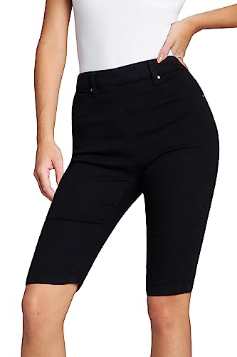 CityComfort Knie - Jeggings Damen - Fusion aus Capri Jeans Damen Stretch und Denim Leggings Damen - Bequeme Knielange Hosen Damen (Schwarz, 10 UK 38 EU) von CityComfort