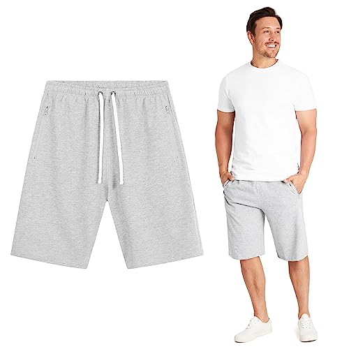 CityComfort Kurze Hose Herren - Sweatshorts Herren Made with Französisches Frottee 220 GSM - Bequeme Kurze Hosen Herren mit 2 Reißverschlusstaschen (Grau, M) von CityComfort