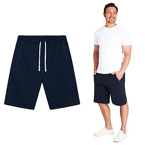 CityComfort Kurze Hose Herren - Sweatshorts Herren Made with Französisches Frottee 220 GSM - Bequeme Kurze Hosen Herren mit 2 Reißverschlusstaschen (Marineblau, L) von CityComfort