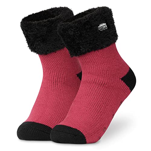 CityComfort Kuschelsocken Damen, Dicke Socken Damen, Rutschfeste Haussocken Damen (Fuchsia) von CityComfort