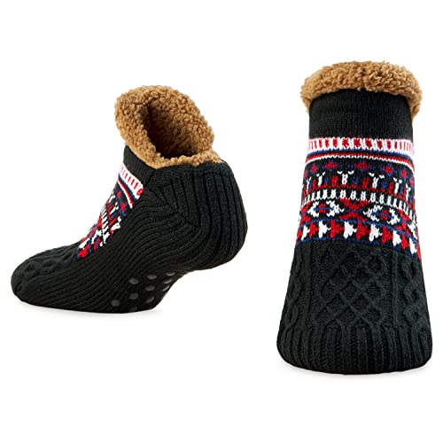 CityComfort Kuschelsocken Herren Flauschig Warme Hüttensocken Herren mit Noppen, Einheitsgröße (Schwarz) von CityComfort