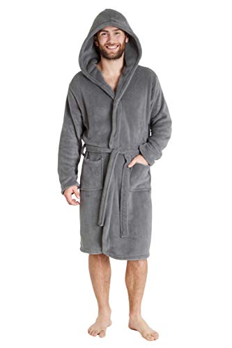 CityComfort Bademantel Herren Flauschig, Fleece Morgenmantel Herren Dressing Gown Men (M, Hellgrau) von CityComfort