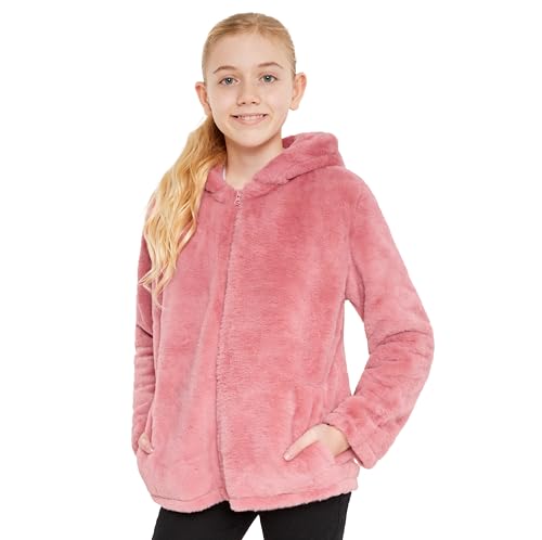 CityComfort Mäntel Mädchen, Teenagers 7-14 Jahre - Kapuze, Reißverschluss, 2 Taschen - Aus 100% Polyester - Geschenke für Mädchen (Altrosa, 11-12 Jahre) von CityComfort