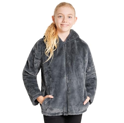 CityComfort Mäntel Mädchen, Teenagers 7-14 Jahre - Kapuze, Reißverschluss, 2 Taschen - Aus 100% Polyester - Geschenke für Mädchen (Anthrazit, 13-14 Jahre) von CityComfort