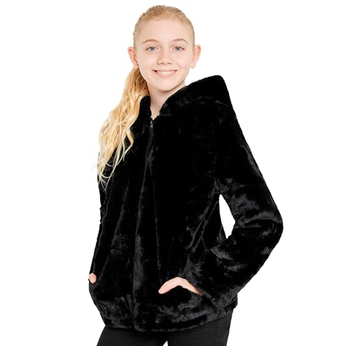 CityComfort Mäntel Mädchen, Teenagers 7-14 Jahre - Kapuze, Reißverschluss, 2 Taschen - Aus 100% Polyester - Geschenke für Mädchen (Schwarz, 11-12 Jahre) von CityComfort