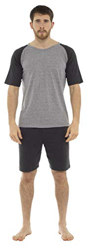 CityComfort Mens Lounge Wear mit Raglanärmel-T-Shirt und kurzer Nachtwäsche aus Baumwolle, Nachtwäsche, Loungewear, Pyjamas für Männer (M, grau) von CityComfort