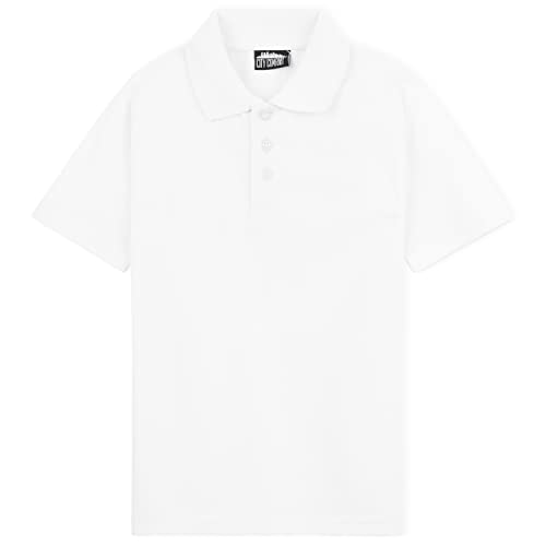CityComfort Poloshirts für Jungen - Bequemes Shirt aus Baumwolle und Polyester (Weiß-1er Pack, 5-6 Jahre) von CityComfort