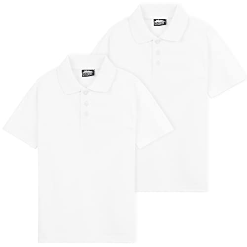 CityComfort Poloshirt Jungen, Weiße Schule Hemden für Jungen im Multipack (Weiß-2er Pack, 9-10 Jahre) von CityComfort