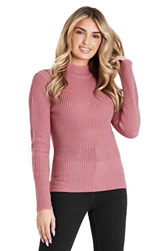 CityComfort Pullover Damen mit Stehkragen, Strickpullover Damen Sweater (M, Altrosa) von CityComfort