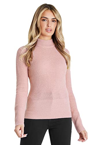 CityComfort Pullover Damen mit Stehkragen, Strickpullover Damen Sweater (M, Rosa) von CityComfort