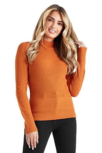 CityComfort Pullover Damen mit Stehkragen, Strickpullover Damen Sweater (M, Rost Braun) von CityComfort