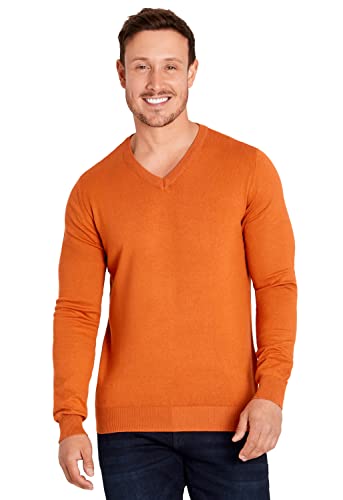 CityComfort Pullover Herren mit Crew Neck oder V Ausschnitt (L, Rostbraun V Ausschnitt) von CityComfort