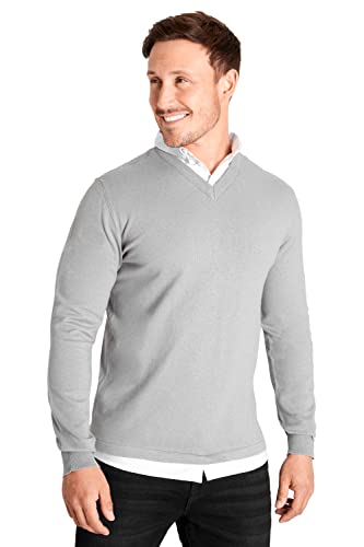 CityComfort Pullover Herren V Ausschnitt oder Crew Neck, Pullover mit Hemdkragen (2XL, Grau V-Ausschnitt) von CityComfort