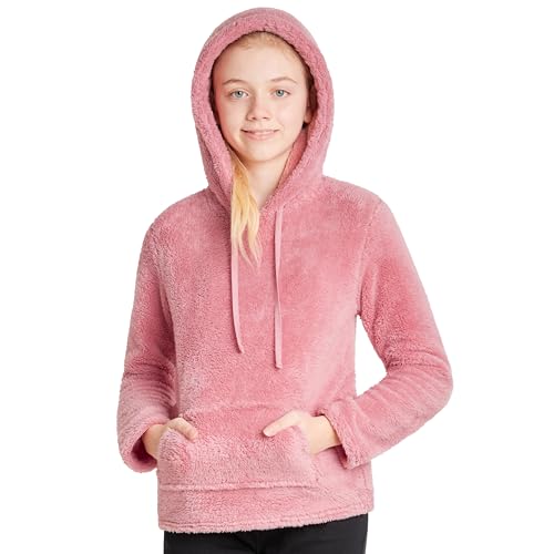 CityComfort Pullover Kinder - Flauschiger Hoodie Kinder, Fleece Kapuzenpulli - Fleece Loungewear Kapuzenpullover für 5-14 Jahre (Altrosa, 11-12 Jahre) von CityComfort