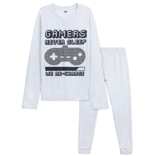 CityComfort Pyjama Kinder Gaming Schlafanzug Set Teenager Jungen und Mädchen (Grau, 7-8 Jahre) von CityComfort