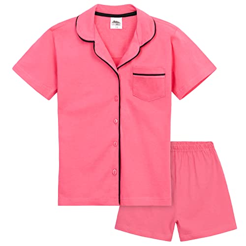 CityComfort Pyjama Kinder Mädchen - Paar T-Shirt & Schlafanzug Mädchen Kurz - Schlafanzug Kurz Mädchen, Kinder Schlafanzug Mädchen, Shorty Pyjamas (Rosa/Schwarz, 13-14 Jahre) von CityComfort