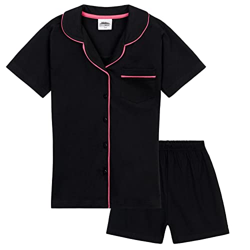 CityComfort Pyjama Kinder Mädchen - Paar T-Shirt & Schlafanzug Mädchen Kurz - Schlafanzug Kurz Mädchen, Kinder Schlafanzug Mädchen, Shorty Pyjamas (Schwarz/Rosa, 11-12 Jahre) von CityComfort