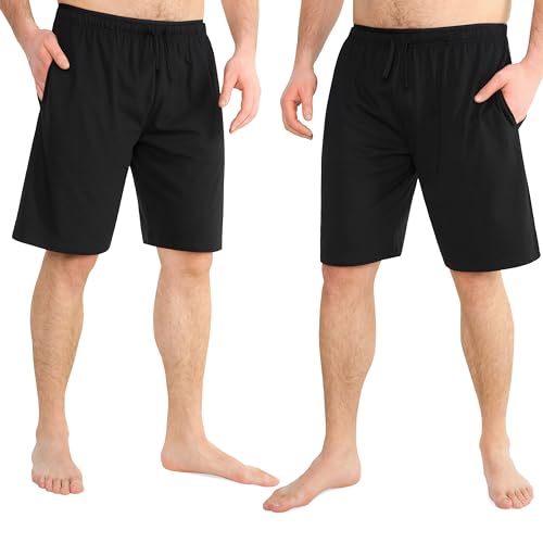 CityComfort Pyjama Shorts Herren, Kurze Schlafanzughose Herren mit Seitentaschen & Elastischem Bund 2er-Pack (Schwarz, M) von CityComfort