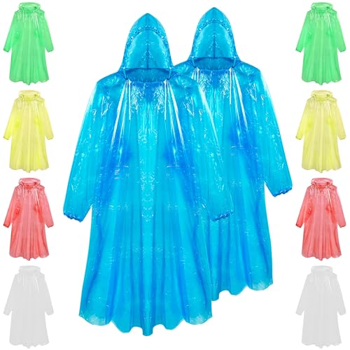 CityComfort Damen Regenponcho durchsichtig, Einweg Regencape für Erwachsene, Multipack((Mehrfarbig – 10er-Pack)) von CityComfort