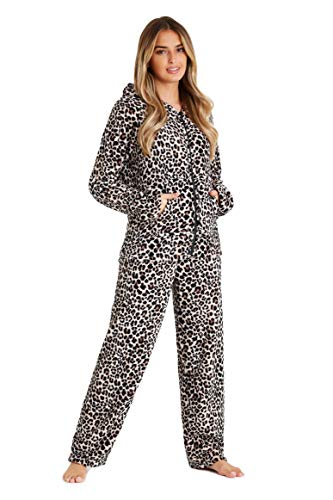 CityComfort Schlafanzug Damen, Polar Fleece Pyjama Für Frauen, Warme Nachtwäsche Und Hausanzug Damen (L, Tierdruck) von CityComfort