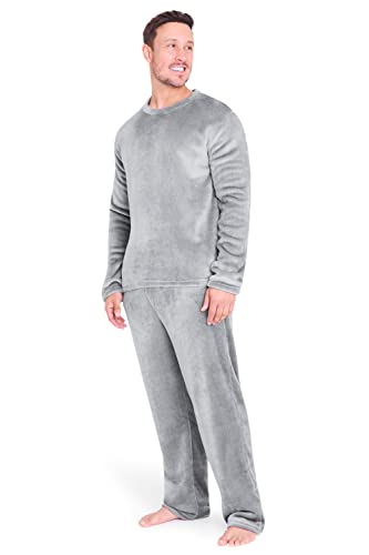 CityComfort Schlafanzug Herren Lang, Fleece Pyjama Herren Lang (M, Hellgrau) von CityComfort