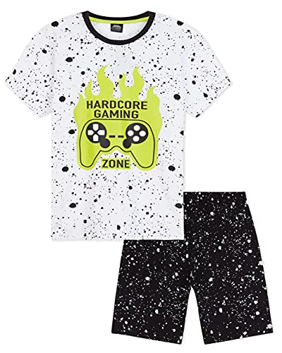 CityComfort Schlafanzug Jungen Kurz, Schlafanzug Kinder Jungen und Teenager, Jungen Pyjama, Nerd Geschenke, Coole Sachen für Jungs, 110-164 (7-8 Jahre, Schwarz/Weiß) von CityComfort