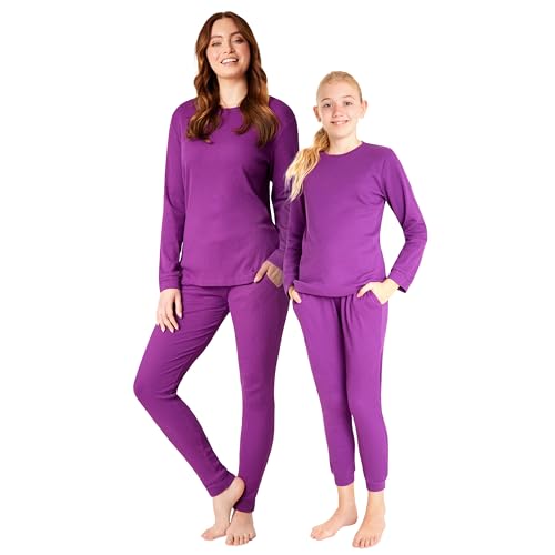 CityComfort Schlafanzug Weihnachtspyjama Familie Set, Lange Schlafanzüge für Damen, Herren und Kinder - Familie und Partner Pyjama Weihnachten (Lila Damen, L) von CityComfort