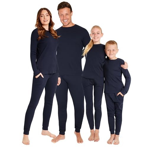 CityComfort Schlafanzug Weihnachtspyjama Familie Set, Lange Schlafanzüge für Damen, Herren und Kinder - Familie und Partner Pyjama Weihnachten (Marine Damen, L) von CityComfort