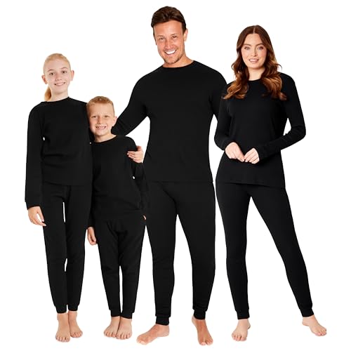 CityComfort Schlafanzug Weihnachtspyjama Familie Set, Lange Schlafanzüge für Damen, Herren und Kinder - Familie und Partner Pyjama Weihnachten (Schwarz Damen, XL) von CityComfort