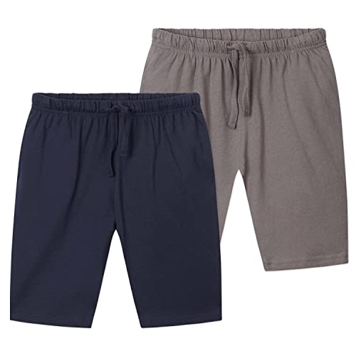 CityComfort Jersey Shorts für Jungen, Kurze Pyjama Hose Sport Shorts mit Seitentaschen und elastischem Bund, 2er-Pack (9/10 Jahre, Dunkelblau/Dunkelgrau) von CityComfort