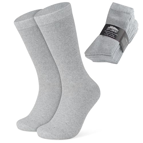 CityComfort Socken Herren & Teenager, 12er-Pack Arbeitssocken Herren Socken Schwarz Weiß Grau Dunkelblau Gr. 40-45 - Männer Geschenke (Grau) von CityComfort