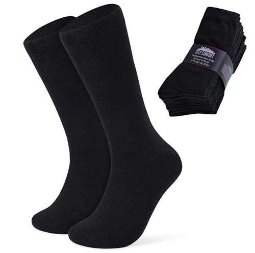 CityComfort Socken Herren & Teenager, 12er-Pack Arbeitssocken Herren Socken Schwarz Weiß Grau Dunkelblau Gr. 40-45 - Männer Geschenke (Schwarz) von CityComfort