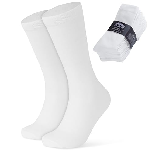 CityComfort Socken Herren & Teenager, 12er-Pack Arbeitssocken Herren Socken Schwarz Weiß Grau Dunkelblau Gr. 40-45 - Männer Geschenke (Weiß) von CityComfort