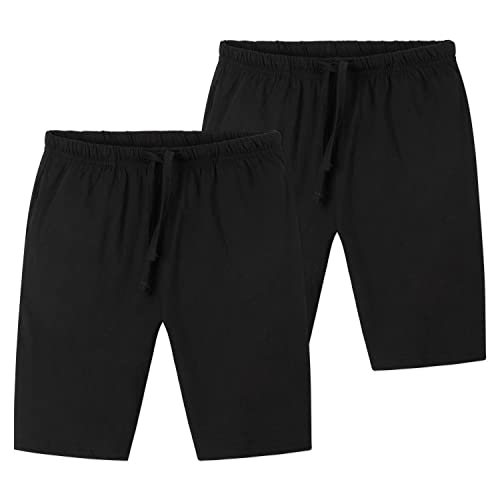 CityComfort Jersey Shorts für Jungen, Kurze Pyjama Hose Sport Shorts mit Seitentaschen und elastischem Bund, 2er-Pack (13/14 Jahre, Schwarz/Schwarz) von CityComfort