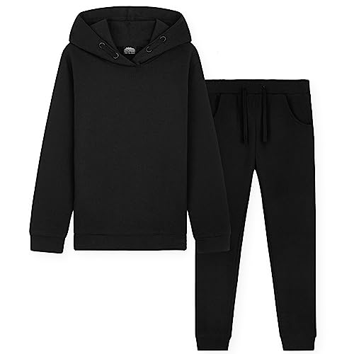 CityComfort Trainingsanzug Kinder, Jogginganzug für Jungen und Mädchen, Sportanzug Kinder, Hoodie und Hose Set Für Kinder 3-14 Jahre, Geschenke für Kinder (Schwarz, 5-6 Jahre) von CityComfort