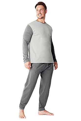 CityComfort Schlafanzug Herren, Pyjama Herren Baumwolle Mix, Weiche Nachtwäsche Herren (M, Hell/Dunkelgrau) von CityComfort