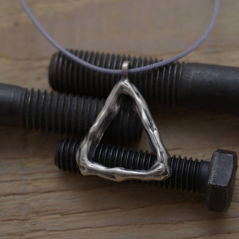 sterling Silber Dreieck Anhänger, Rustikale Herren Halskette Ma195 von CityLightsJewellery