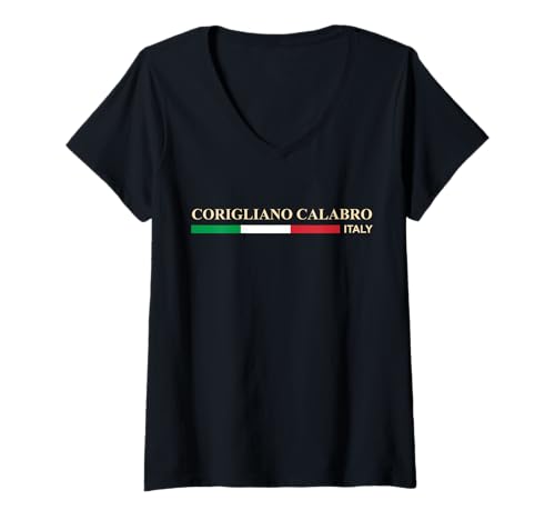 Damen Corigliano Calabro Italien T-Shirt mit V-Ausschnitt von CityVibe Creations