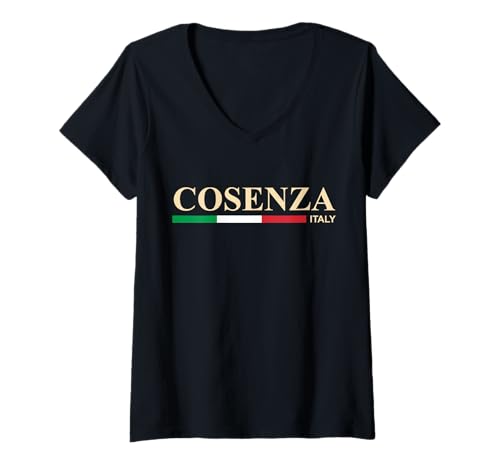 Damen Cosenza Italien T-Shirt mit V-Ausschnitt von CityVibe Creations