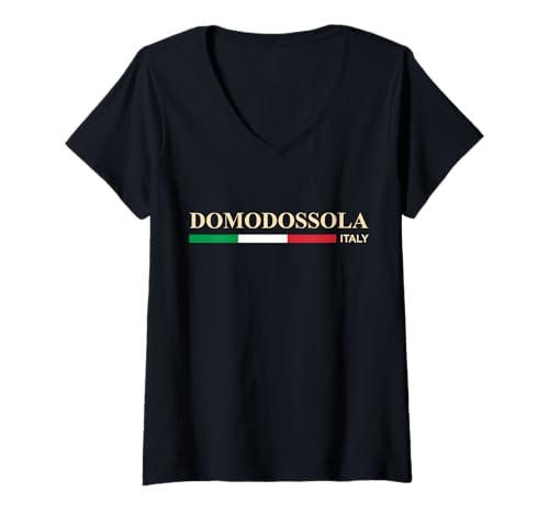 Damen Domodossola Italien T-Shirt mit V-Ausschnitt von CityVibe Creations