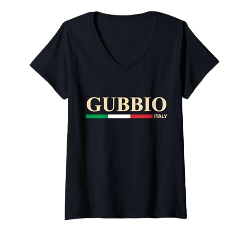 Damen Gubbio Italien T-Shirt mit V-Ausschnitt von CityVibe Creations