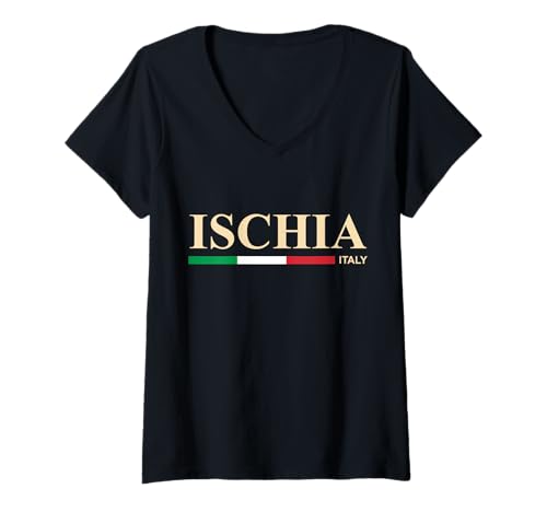 Damen Ischia Italien T-Shirt mit V-Ausschnitt von CityVibe Creations