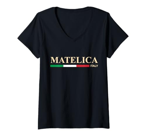 Damen Matelica Italien T-Shirt mit V-Ausschnitt von CityVibe Creations