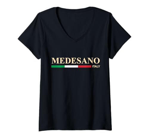 Damen Medesano Italien T-Shirt mit V-Ausschnitt von CityVibe Creations