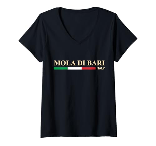 Damen Mola di Bari Italien T-Shirt mit V-Ausschnitt von CityVibe Creations
