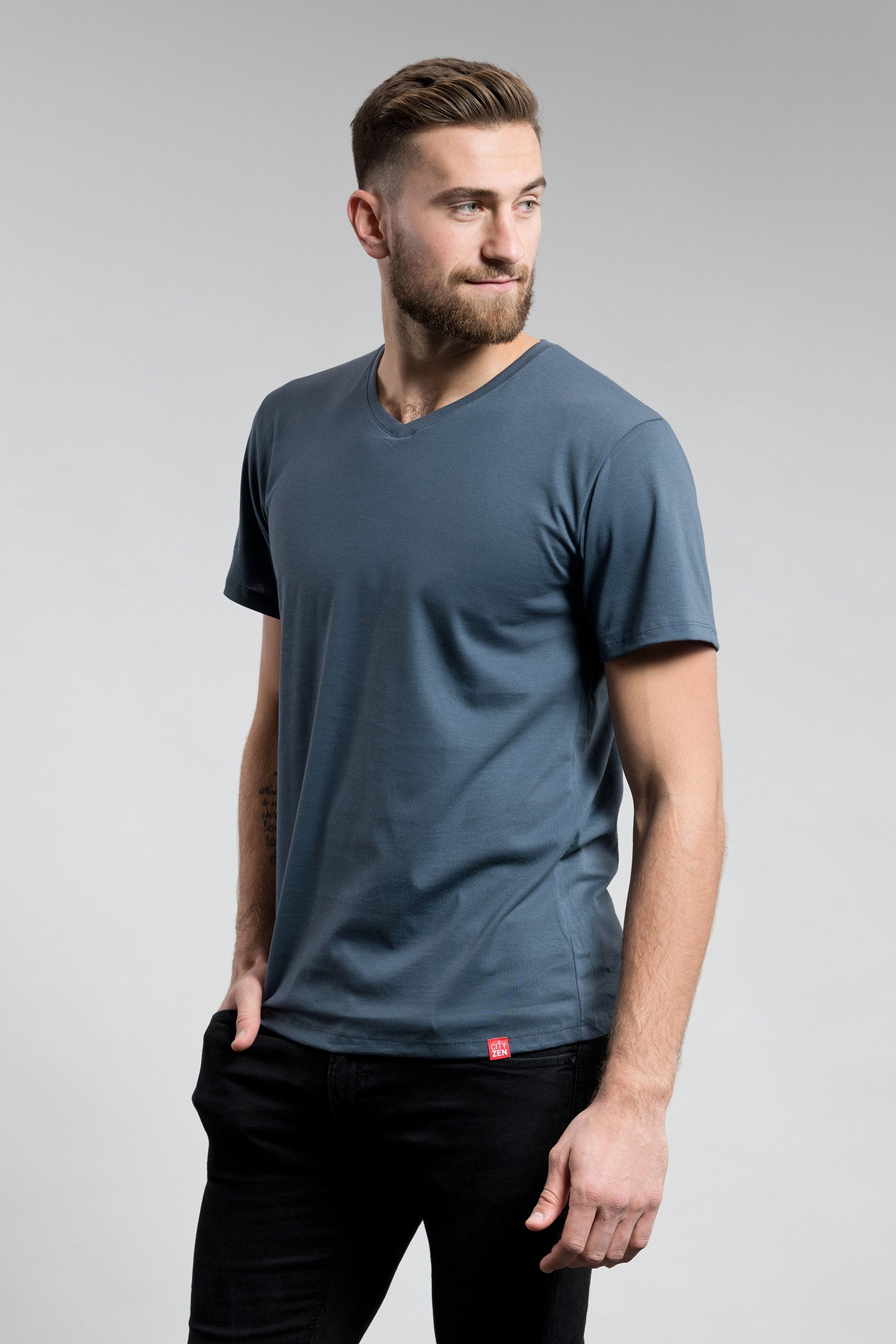 Antischweiß Herren Baumwollshirt CityZen® - V-Ausschnitt von CityZen