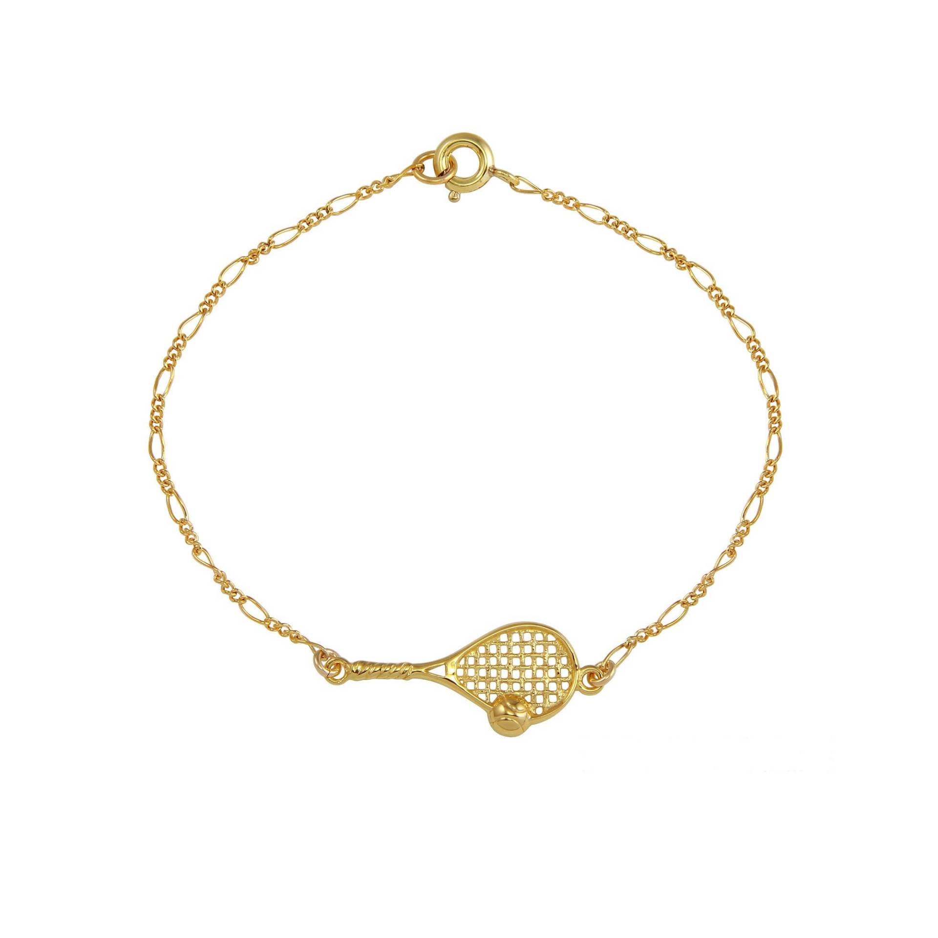 14K Gelbgold Gefülltes Tennisschläger-Armband-Tennis-Schmuck von CityofJewelz