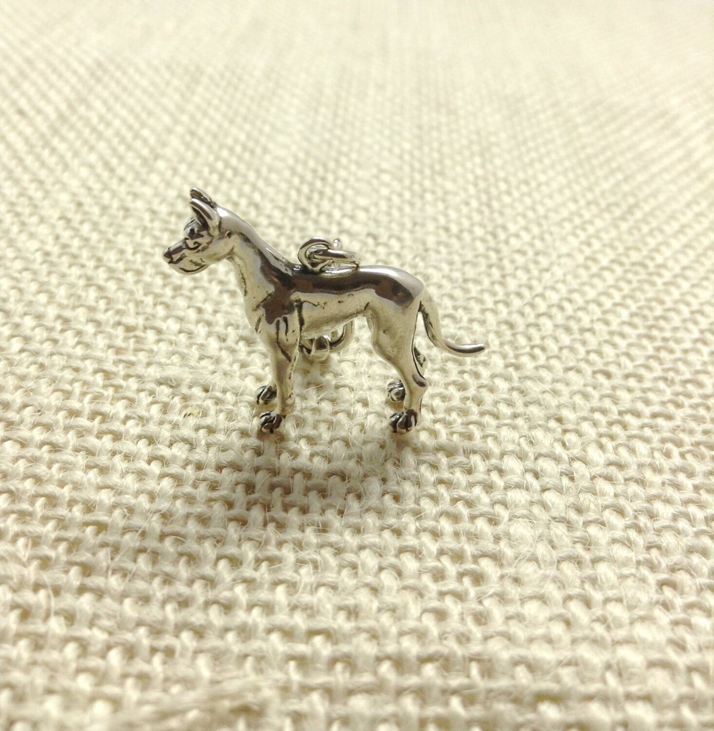Dane 3D Hunde Schlüsselanhänger in Sterling Silber, Hundeschmuck von CityofJewelz