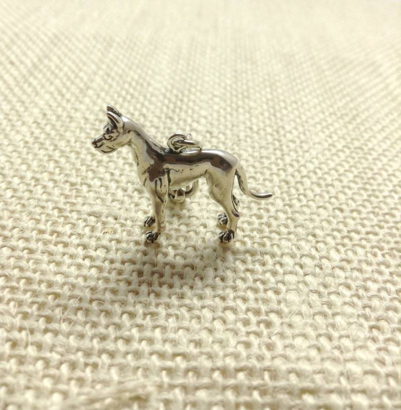 Dane 3D Hunde Schlüsselanhänger in Sterling Silber, Hundeschmuck von CityofJewelz